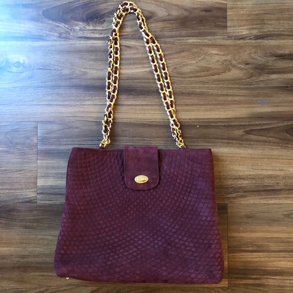 Bally Quilted Maroon Purse